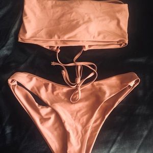 Lace Up Bandeau Bikini